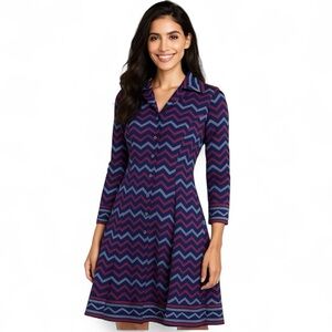 Lady Pome Women’s Vintage Chevron Dress Long Sleeved Large